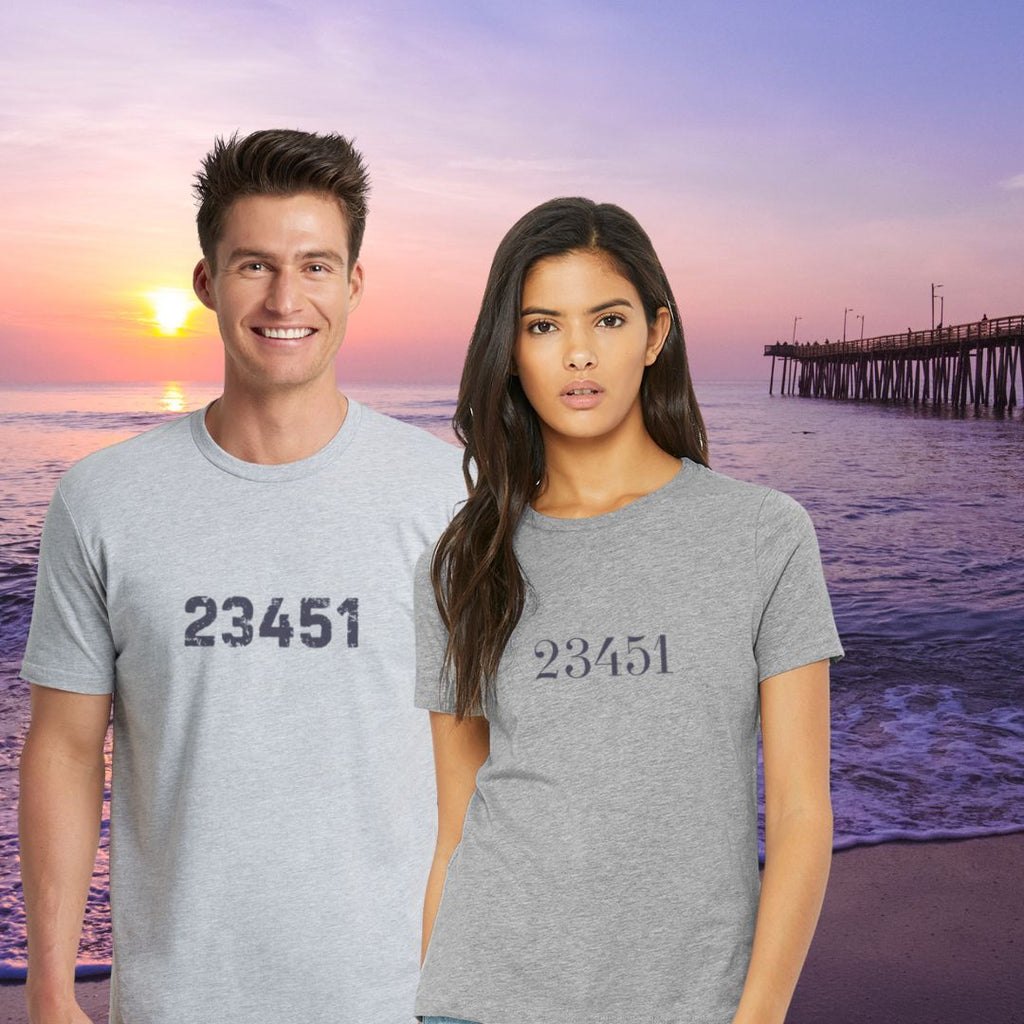 VIRGINIA BEACH 23451 Oceanfront Zip Code Unisex DISTRESSED or Traditional Numbers