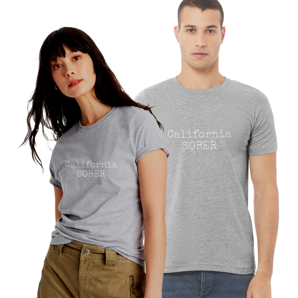 CALIFORNIA SOBER Low Profile Print Heather Gray UNISEX Luxe T-Shirt Super Soft