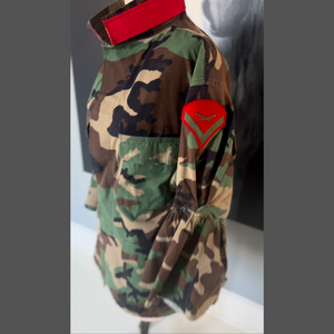LAGERTHA Viking WARRIOR meets PEPLUM Jacket Made with Vintage Camo Fatigues